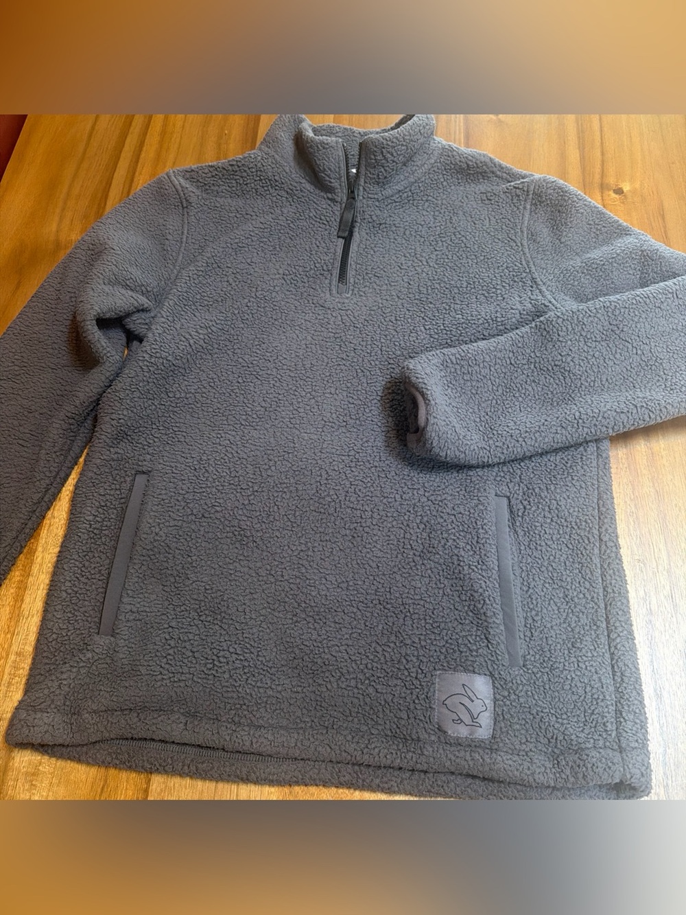 Men's Gray Quarter-Zip Sherpa Pullover Hoodie